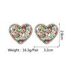 Korean Fashion Heart Metal Hollow Stud Earrings For Women Girl Luxury Bling Color Crystal Party Jewelry Aesthetic Accessories