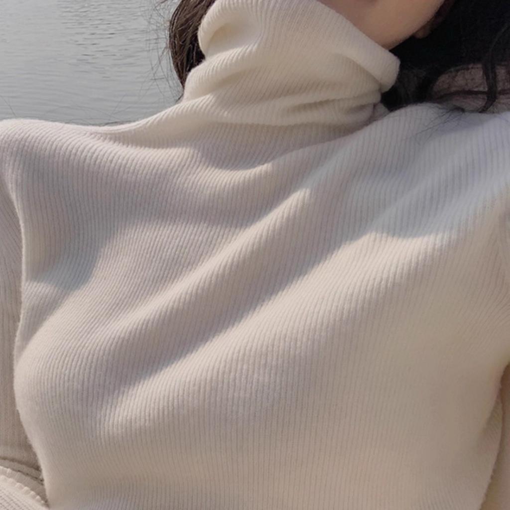 Autumn and Winter High-neck Knitted Sweater for Women, Stylish Tight Base Sweater, High-end Soft and Soft Inner Layer Top