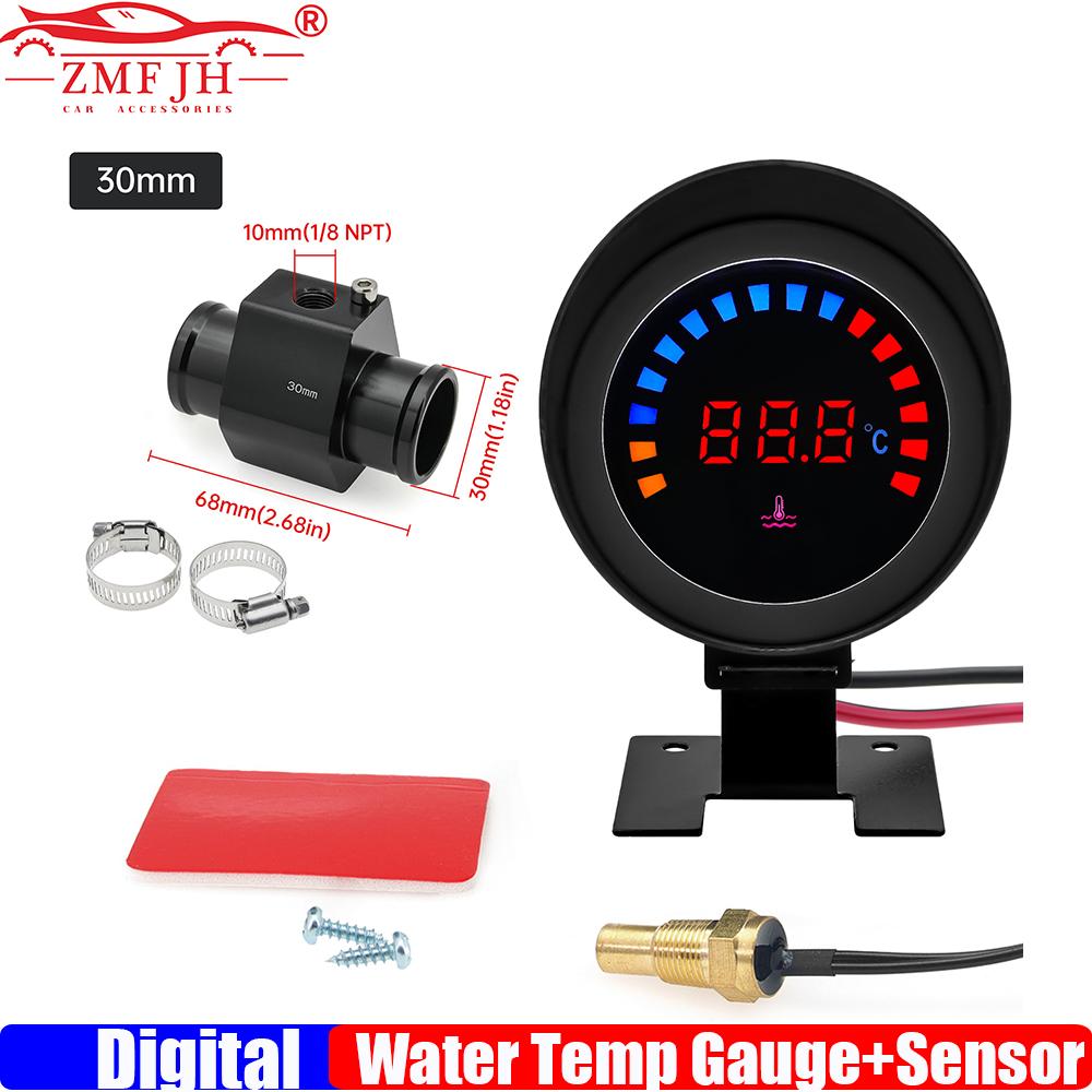 ZMFJH Digital Water Temperature Gauge with Flashing Alarm Water Temp Meter Sensor Adaptor Joint Pipe Sensor Radiator 26-40MM