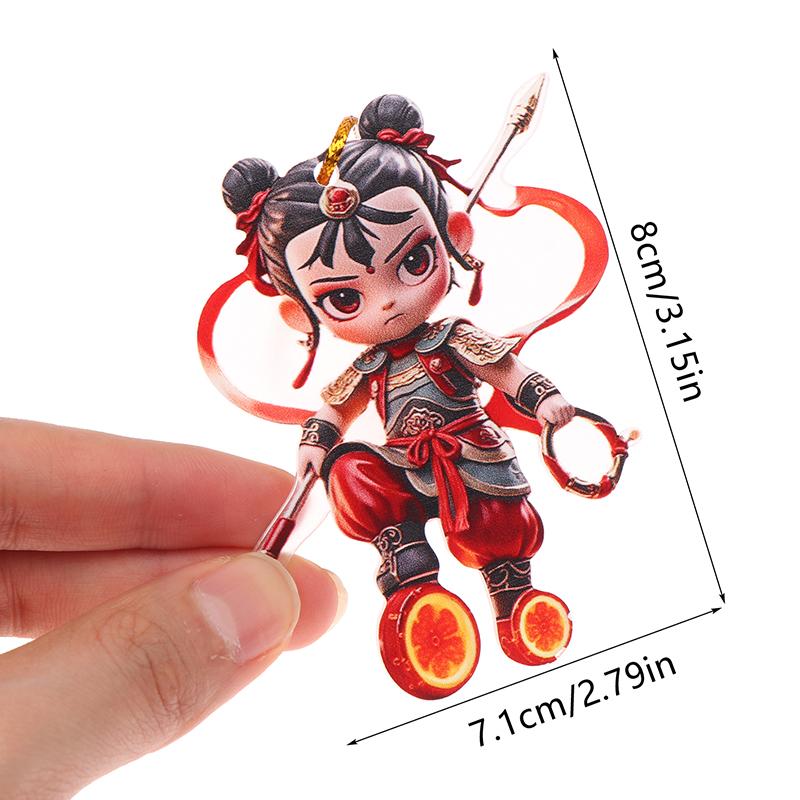 Cartoon Nezha Pendant Keychain Anime Nezha 2D Flat Acrylic Ornament Charm,Hanging Decoration For Car,Bag,Festive,Party,Gift