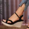 Sommer Hohe Qualität Damen Schuhe Modische Einfarbig Offene Zehen Damen Sandalen Ein-Schnallen-Riemen Keil Damen High Heels