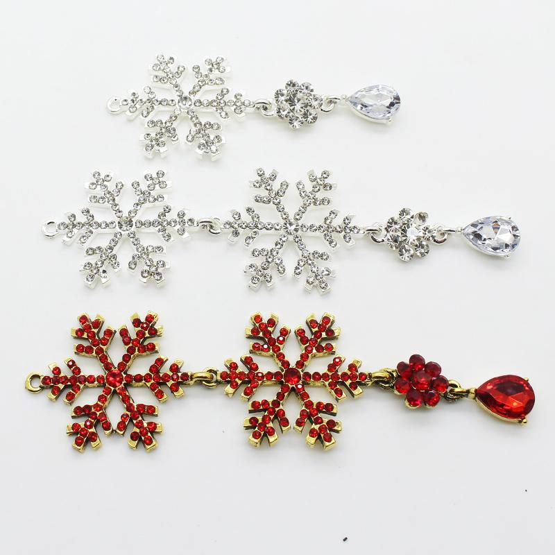 LKERAN Snowflake Pendant Button 3Pcs Alloy Craft Rhinestone Hanging Party/Christmas Decoration Crystal Accessories