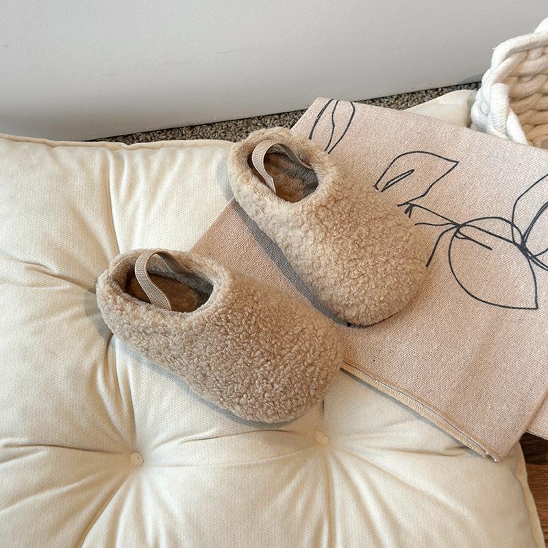Children's Cotton Slippers Fleece Plush Shoes Girls Cotton Shoes New One-pedal Slippers Baby Classmate
