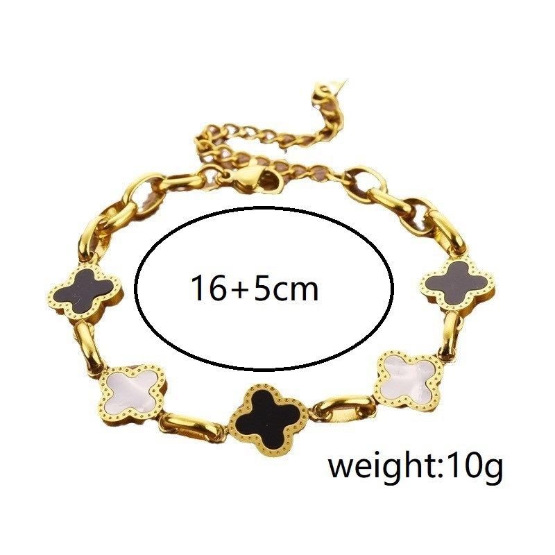 Advanced Black and White Clover Titanium Steel Bracelet Sweet Girl Jewelry