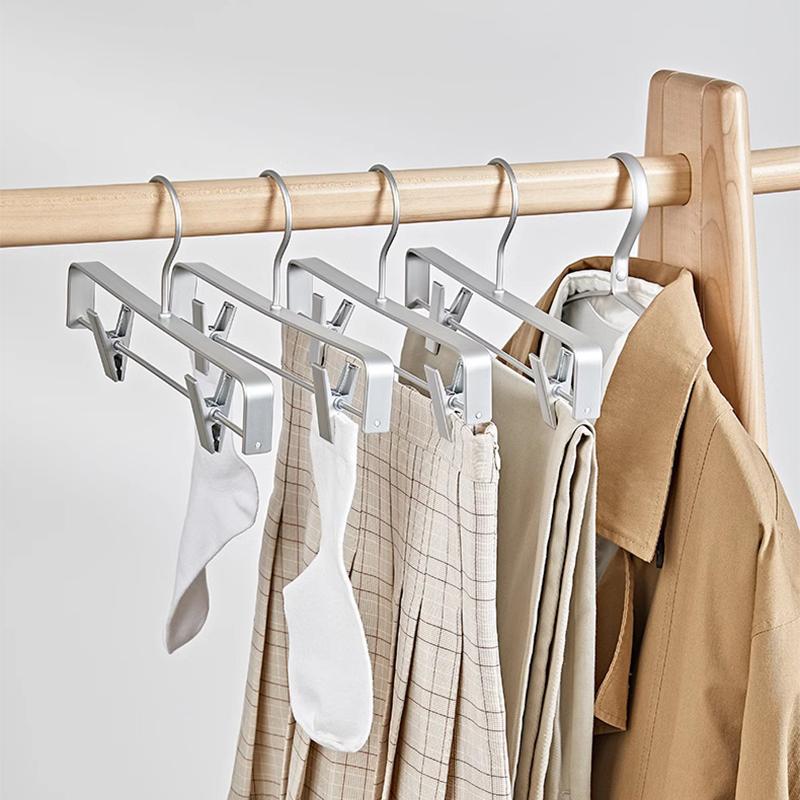 5PCS Gold Metal Trouser Racks,Space Aluminum Durable Thickened Storage Rack with Clips for Skirts,Light Luxury Pants Hangers