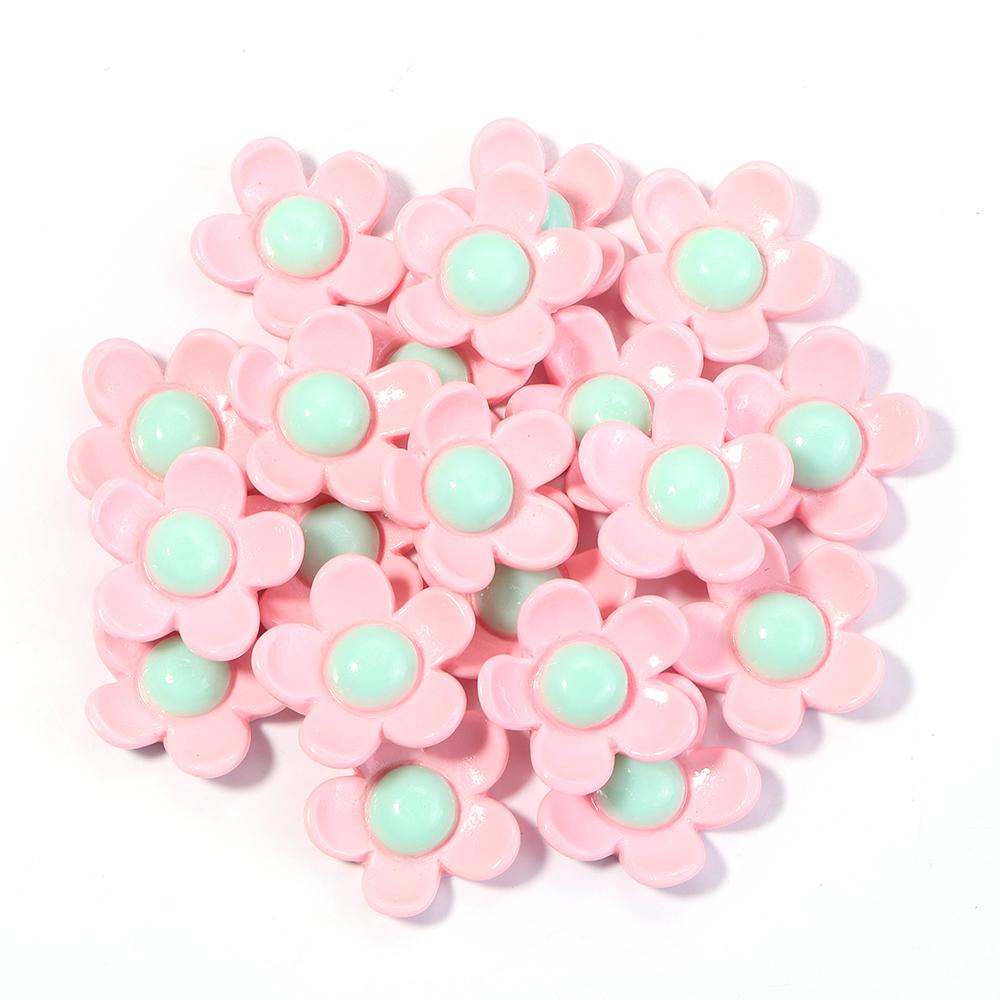 20pcs/lot Colorful Flower Flatback Resin Cabochons Flower Cabochon Beads For DIY Crafts Jewelry Making Decoration Accessories