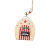 Wooden Christmas Ornaments, Small House Hanging Decor with Wreath and for Holiday Display