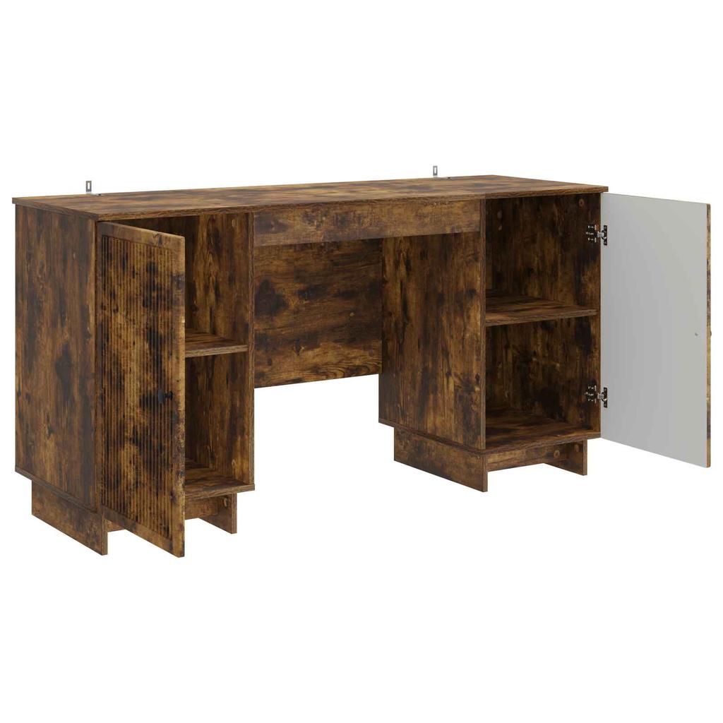 Desk Smoked Oak Wood Based Panel 142.5 x 50 x 75 cm