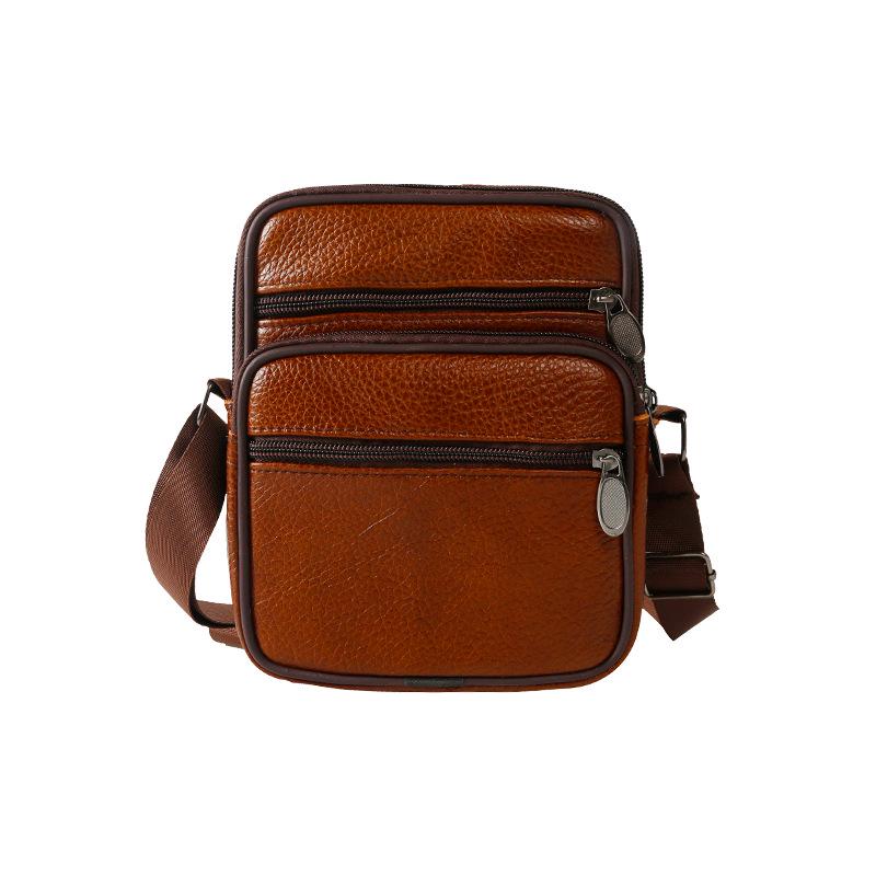 Genuine Leather Men's Vertical Crossbody Phone Waist Bag with Belt Loop (8-Inch)