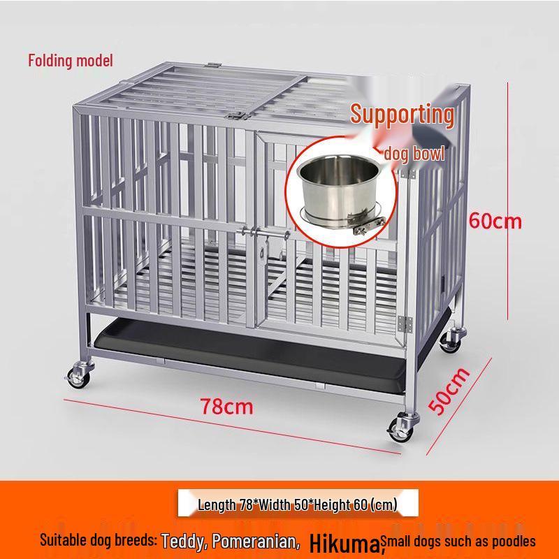Foldable Stainless Steel Dog Cage for Medium/Large Breeds
