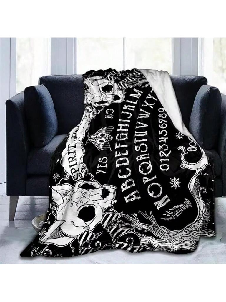 Cat Skulls Board Throw Blanket Witchy Premium Blanket Gothic Home Decor Goth Blanket Halloween Decor Blanket