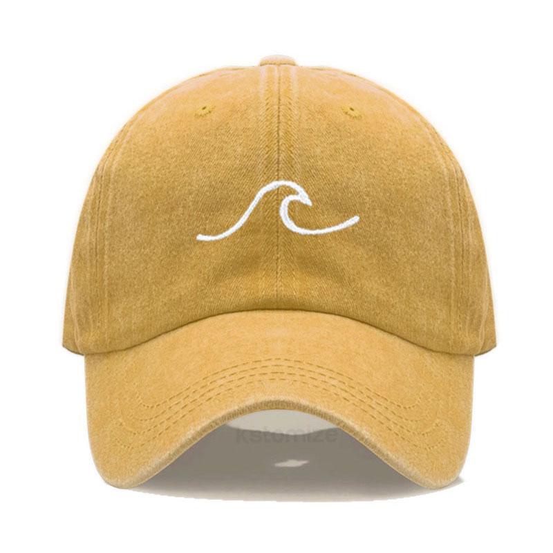 

Men s Baseball Cap Women s Washed Cotton Waves Embroidery Embroidery Dad Hat Sport Golf Caps For Man Sun Hats Dropshipping Adjustable