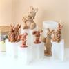 Standing Basketball Rabbit Candle Mold 3D Rabbit Family Size Holding Flower Fragrance Easter Animal Cake Baking Tools Home Gifts