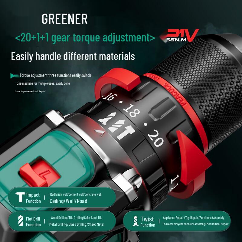 GREENER 12V Brushless Cordless Impact Drill CN plug (adapter included)