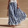 Women's High Waist Plaid Midi Skirt A-Line Flowy Layered Summer Skirt Multi Color