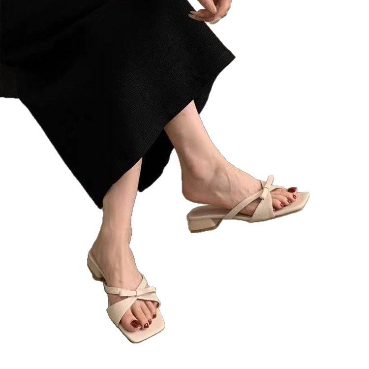 Coarse Heel French Cool Slippers Women's Outer Wear 2025 New Temperament Summer Evening with Skirt Strappy Sandals