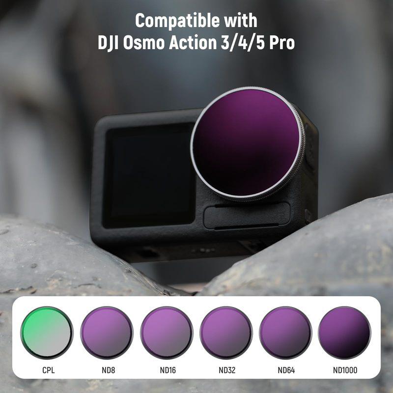 NEEWER ND/PL Filter Set Compatible with DJI Osmo Action 3/4/5 Pro Neutral Density Polarizing Action Camera Accessories