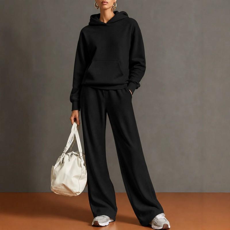 2026 Herbst Winter Damen Freizeit Kapuzenpullover Weite Hosen Set Locker Sportbekleidung