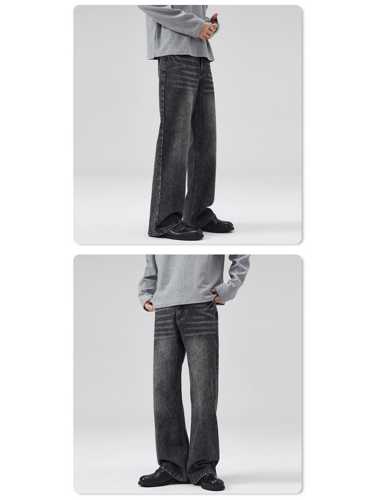 LKTM Unisex Vintage Washed Black Gray Slimming Micro Flare Jeans