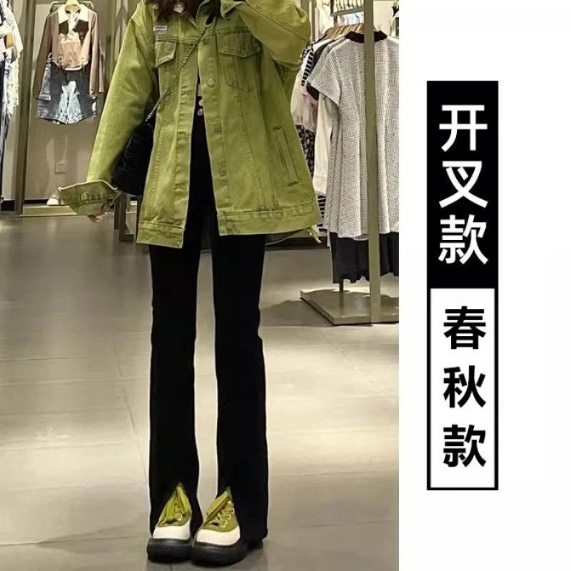 

Брюки для беременных черные брюки-подковы осень и зима бархатные новые тонкие облегающие микроклеш спортивные повседневные брюки 2XL