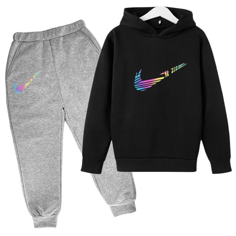 2026 Children Hoodie Letters Sports Pullover3-13Yrs Coat Sweatshirt+Pants -piece Set Boy Girl Toddler Clothes Fashion Set
