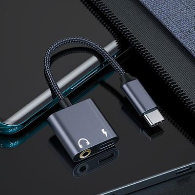 Type-C Audio Adapter Universal Safe Charging 2-in-1 Type-C To 3.5mm Headphone Jack Aux