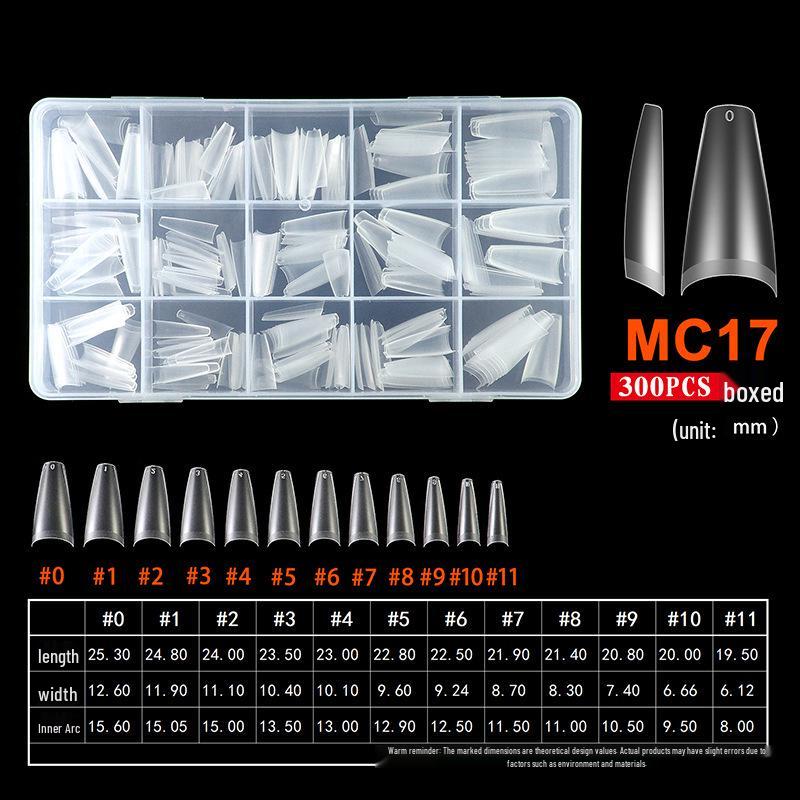 

300pcs Super Thin Matte Nail Tips with Guide Lines - Full/Half Cover Dual-Use Wearable False Nails, No Filing Needed