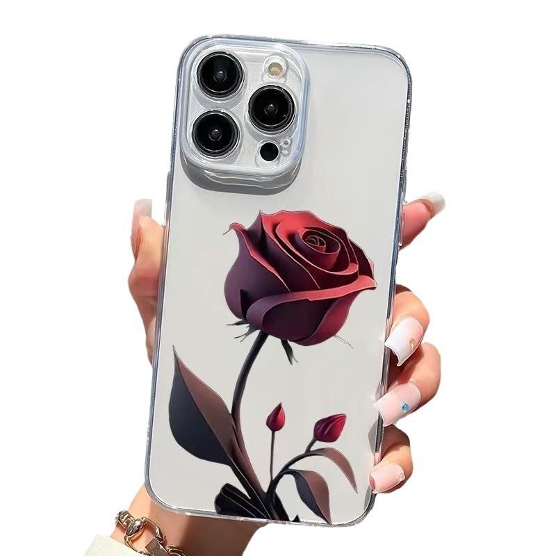 The new dark red rose is suitable for iphone16promax mobile phone case Apple 15 anti-drop 14pro/13/12/11