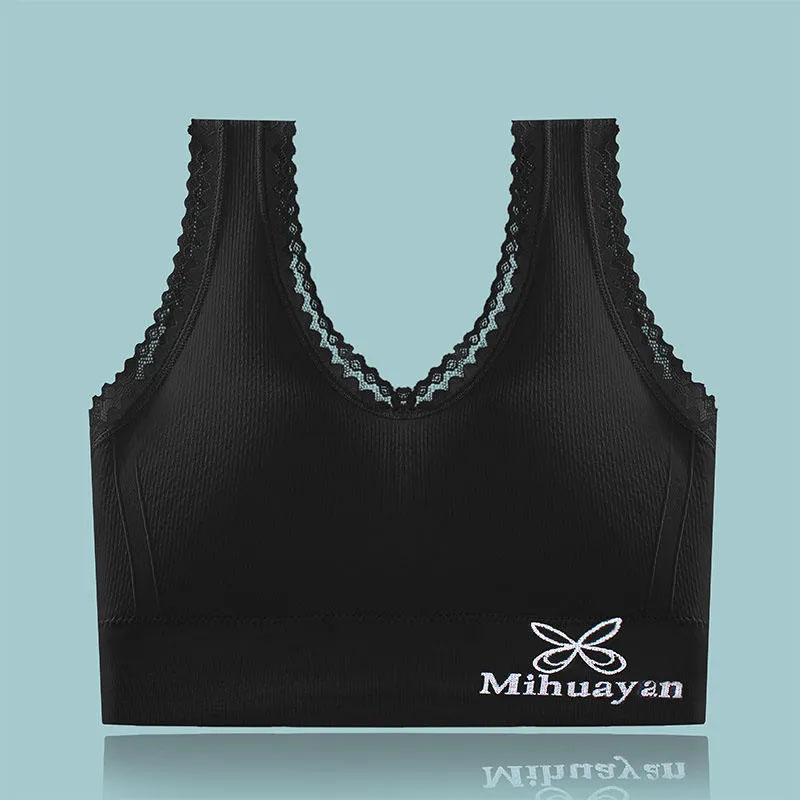 

80-200 кг нижнее белье большого размера, женский сексуальный кружевной топ с красивой спинкой без стального кольца, спортивный дышащий бюстгальтер, впитывающий пот M чёрный