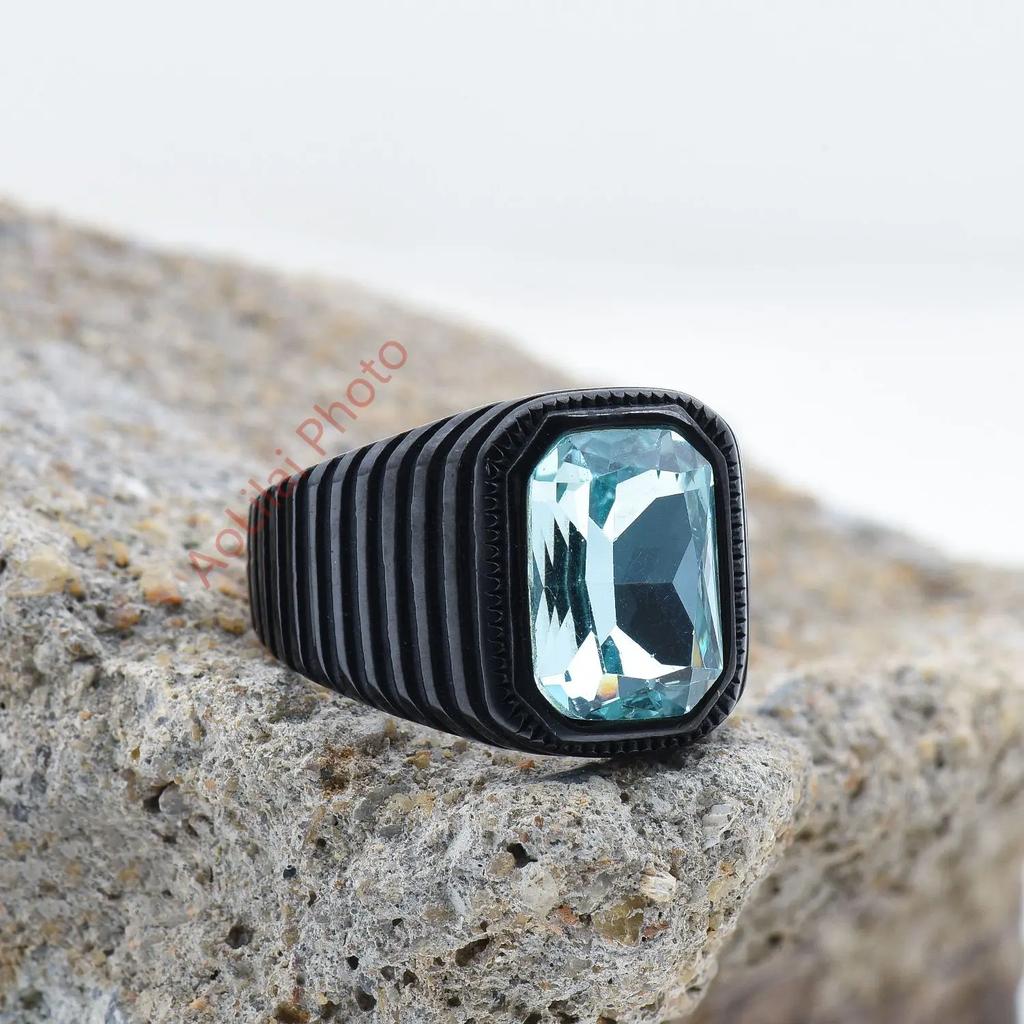 Herr/Dam Högkvalitativa 316L Rostfritt Stål Onyx Ädelstensstil Ringar Klassisk Mode Trend Smycken