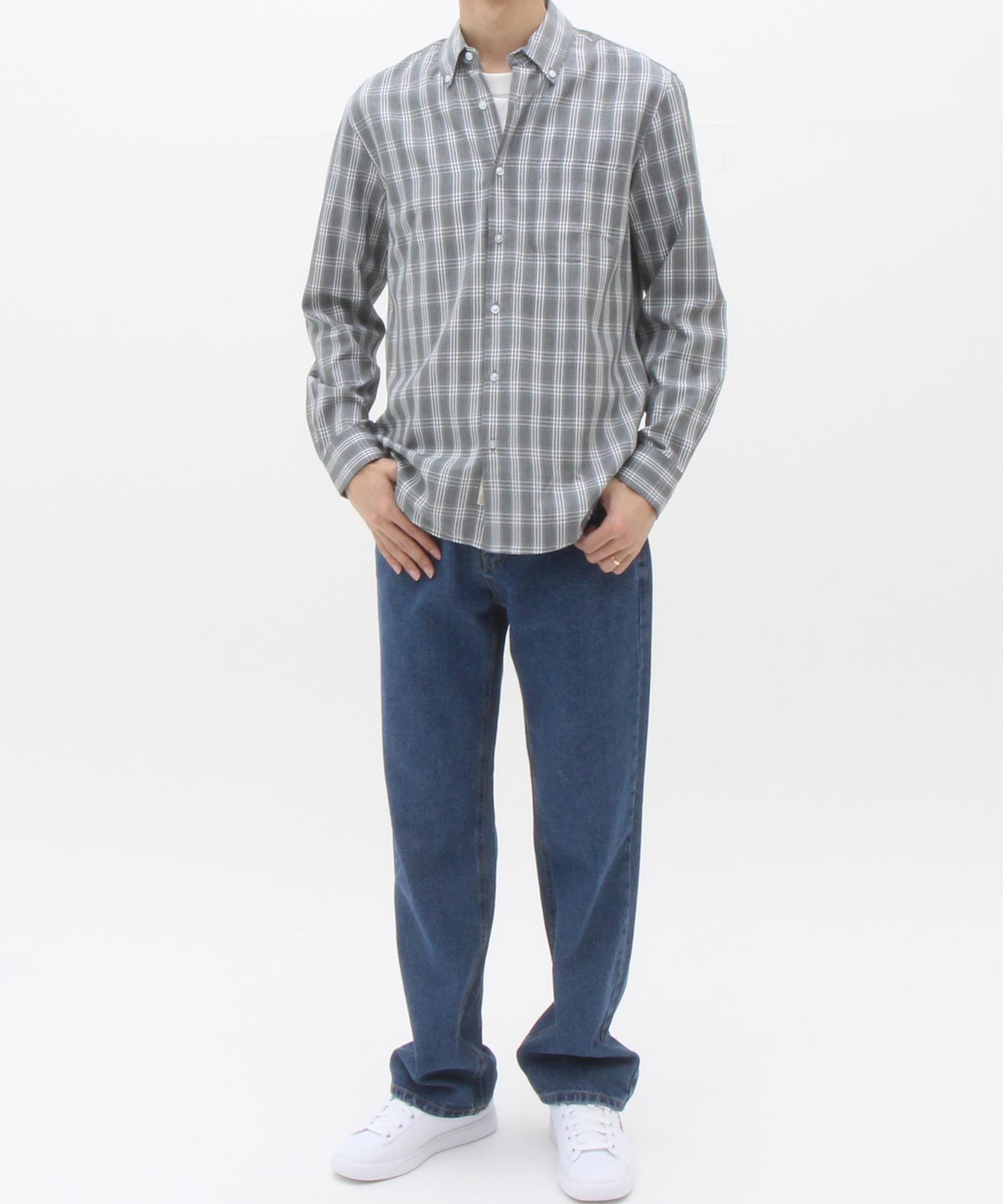 The Shirt Studio Gray Loose Fit Cotton Blend Check Button-Down Shirt 120
