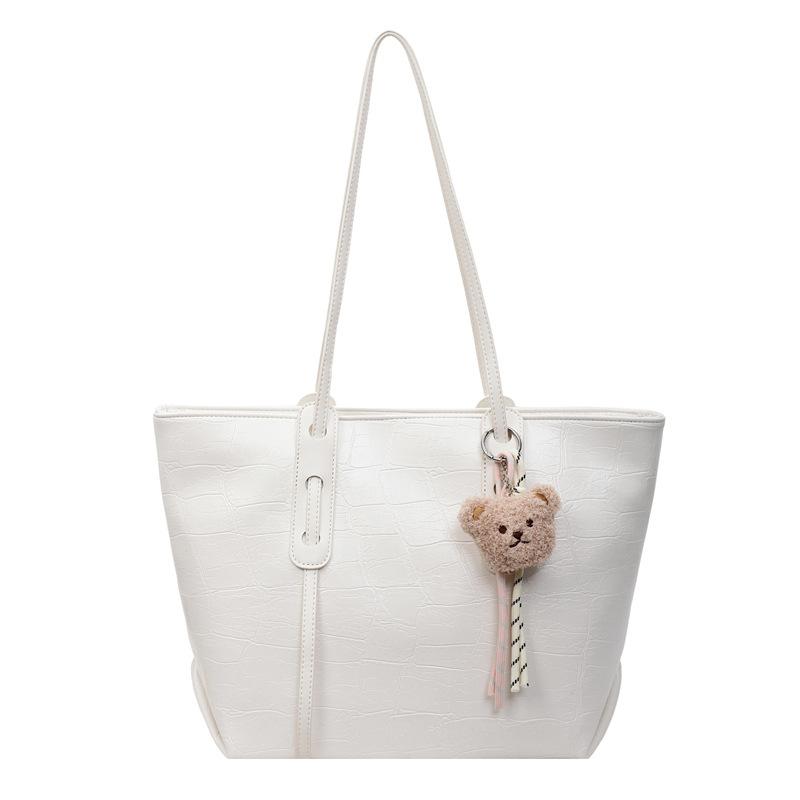 

Tote bag large capacity versatile simple stone pattern shoulder bag fashion solid color casual work commuter handbag women Without pendant