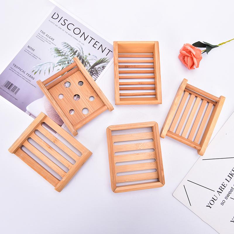 Přírodní dřevěný bambusový držák na podnos na mýdlo Odkládací stojan na mýdlo Přenosný box na mýdlo