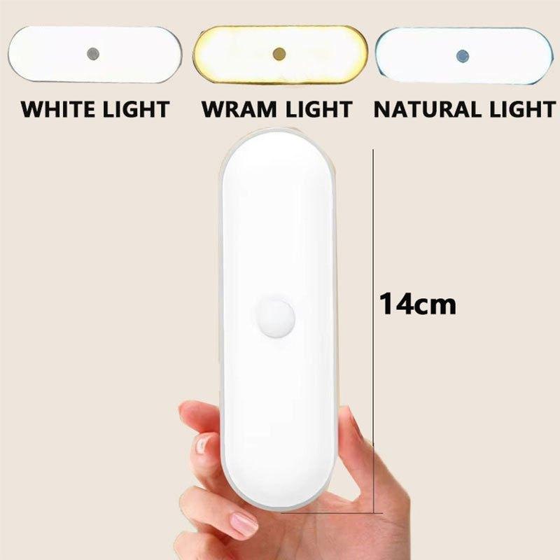 4pcs Motion Sensor Night Light Wooden Rechargeable 3color Magnet Indoor Body Sensor Night Lights Hand-Held Portable Led Wall Sconce Emergency Light