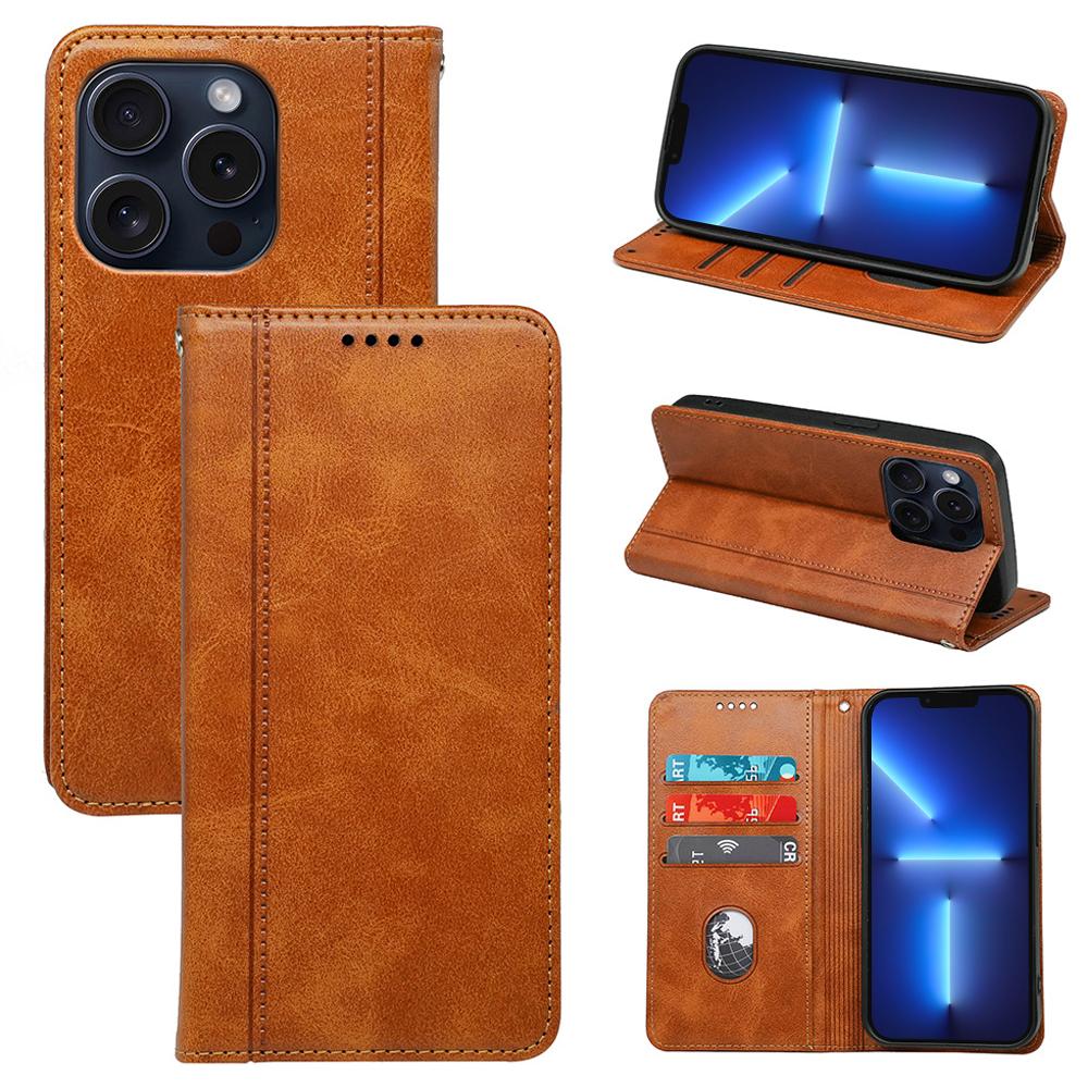

For iPhone 13 Pro Max Case Magnetic Auto Closing PU Leather Phone Cover Yellow