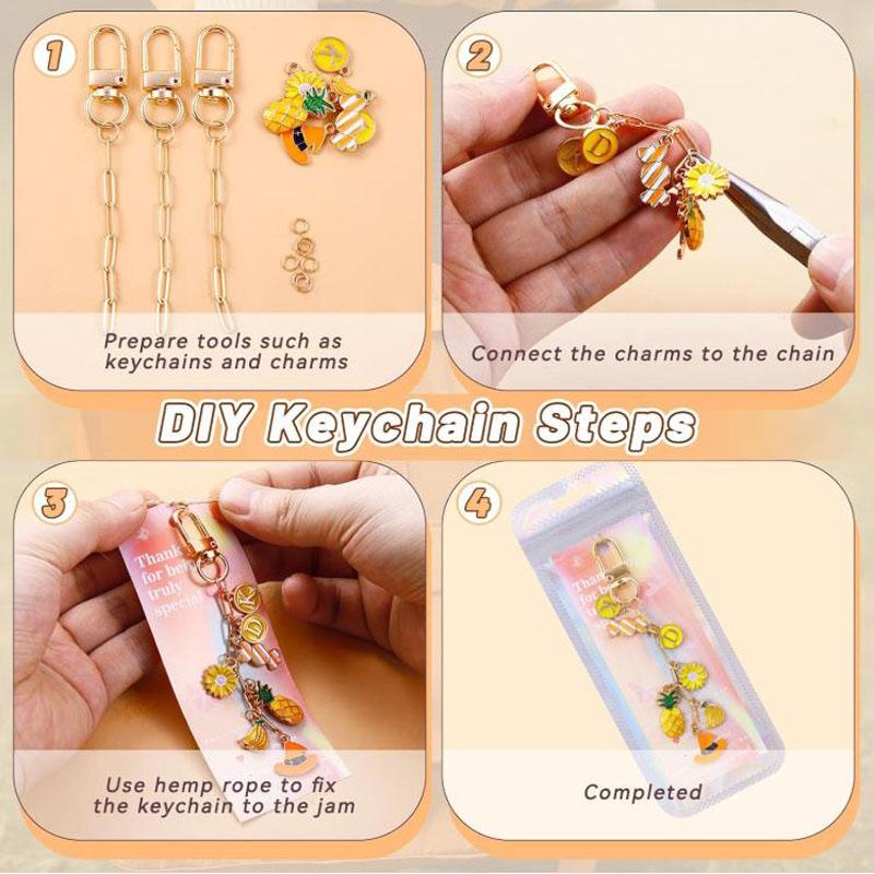 For DIY Crafts Jewelry Making Keychain Making Kit, Key Ring Swivel Snap Hooks, Chain Extender Keychain Bag Charms