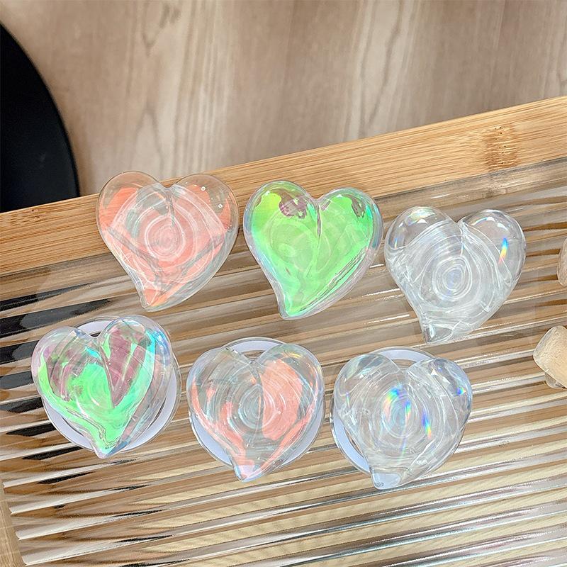 Creative Heart Laser Phone Grip: Japanese-Korean Style Airbag Holder with Telescopic Ring