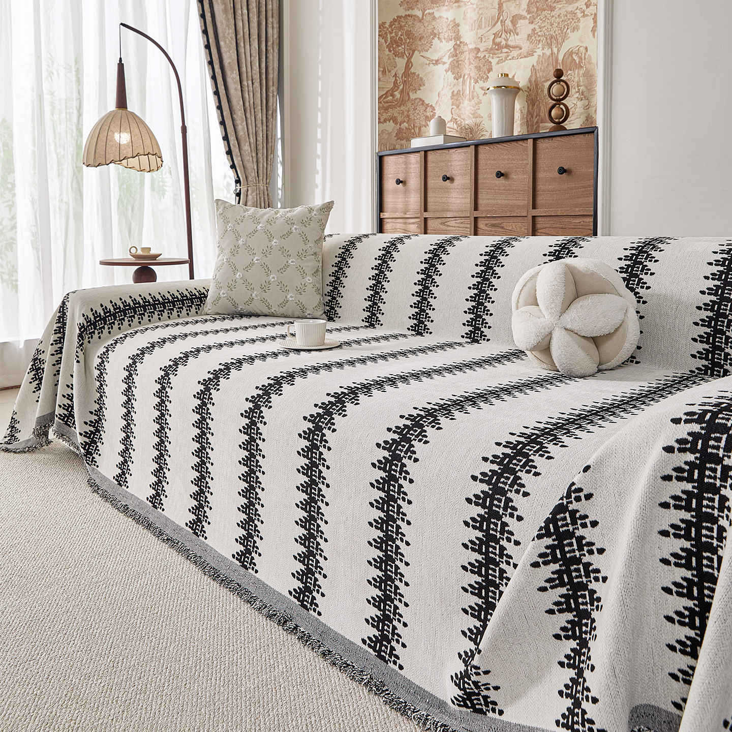 Modern Minimalist Chenille Sofa Cover Bohemian Style Full Coverage Cat Scratch Resistant Slipcover 180*130cm