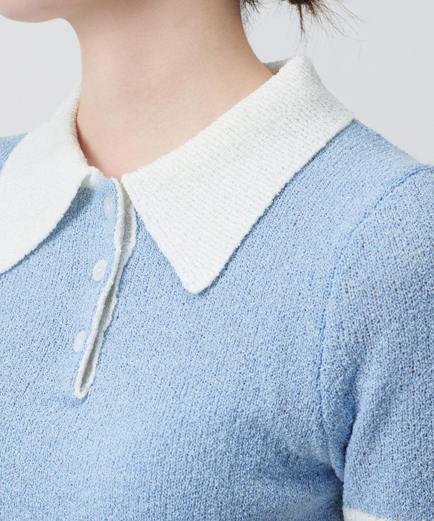 MUSINSA STANDARD WOMAN Women'S Boucle Knitted Polo Shirt [Sky Blue]