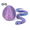 1 Set 3D Printed Snake Egg Figurine Movable Joints Snake Eggshell Figure Fidget Toy Snake Egg with Articulated Snake Inside Desktop Decoration