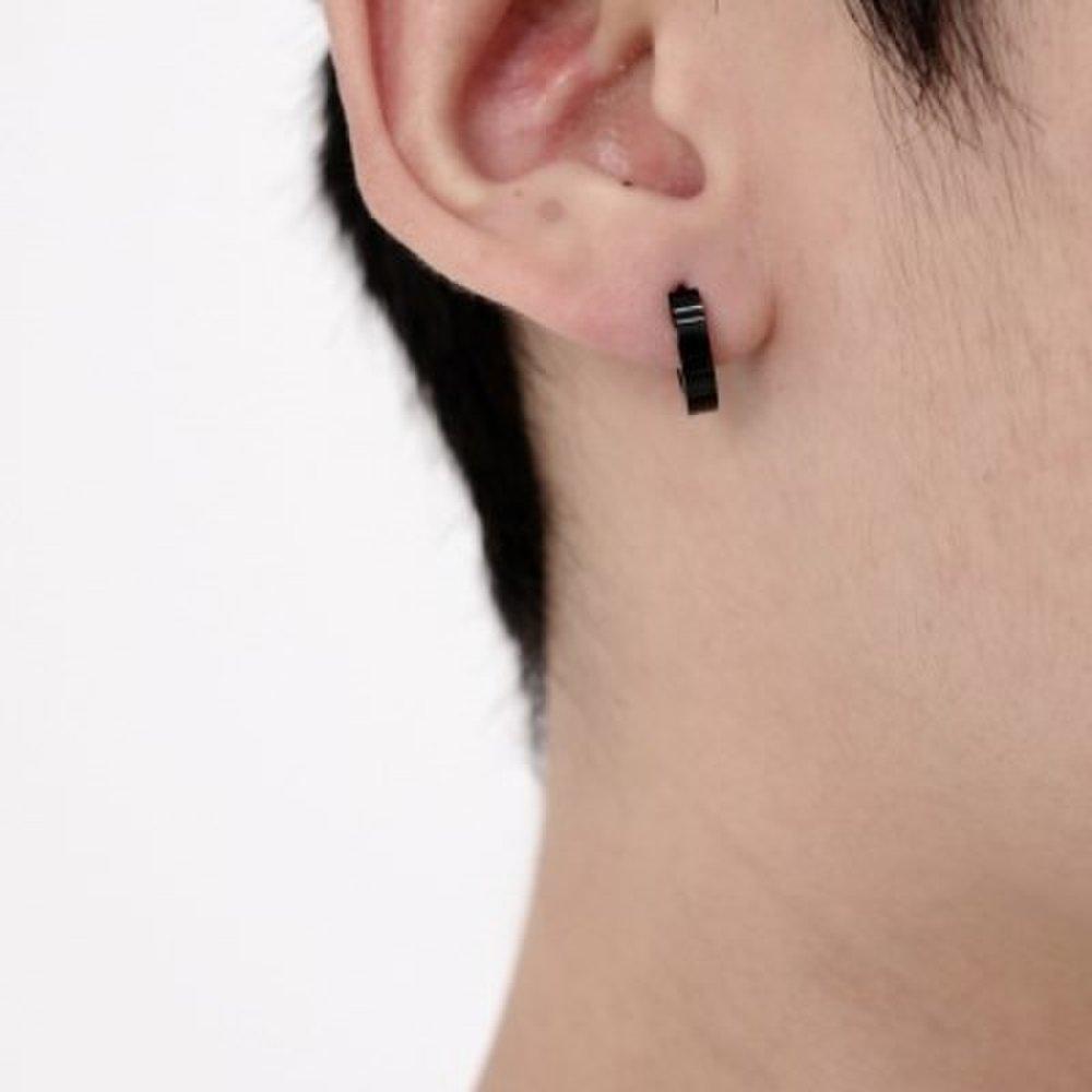 Men's Earrings One Touch Black Gold Surgical Steel T Color Touch