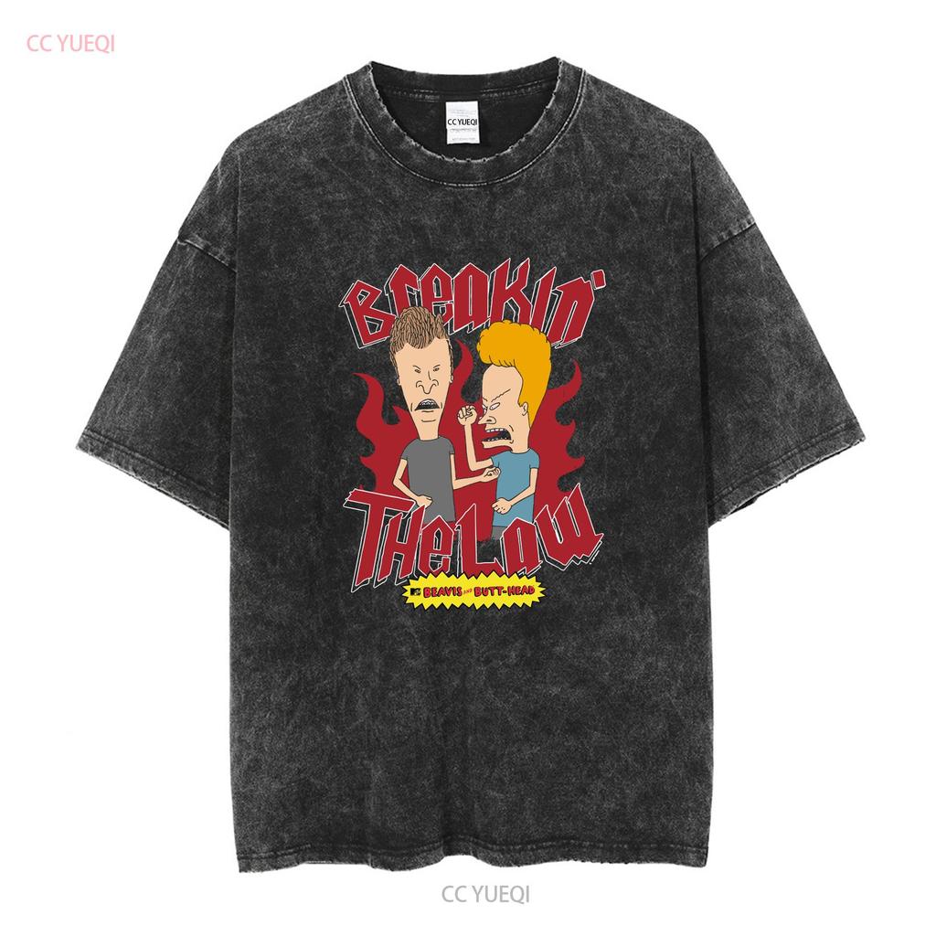 Beavis and Butthead Breaking The Law MTV TV T Shirt Vintage Washed Designer Clothes Graphic Stretched Stylish Casual Soft