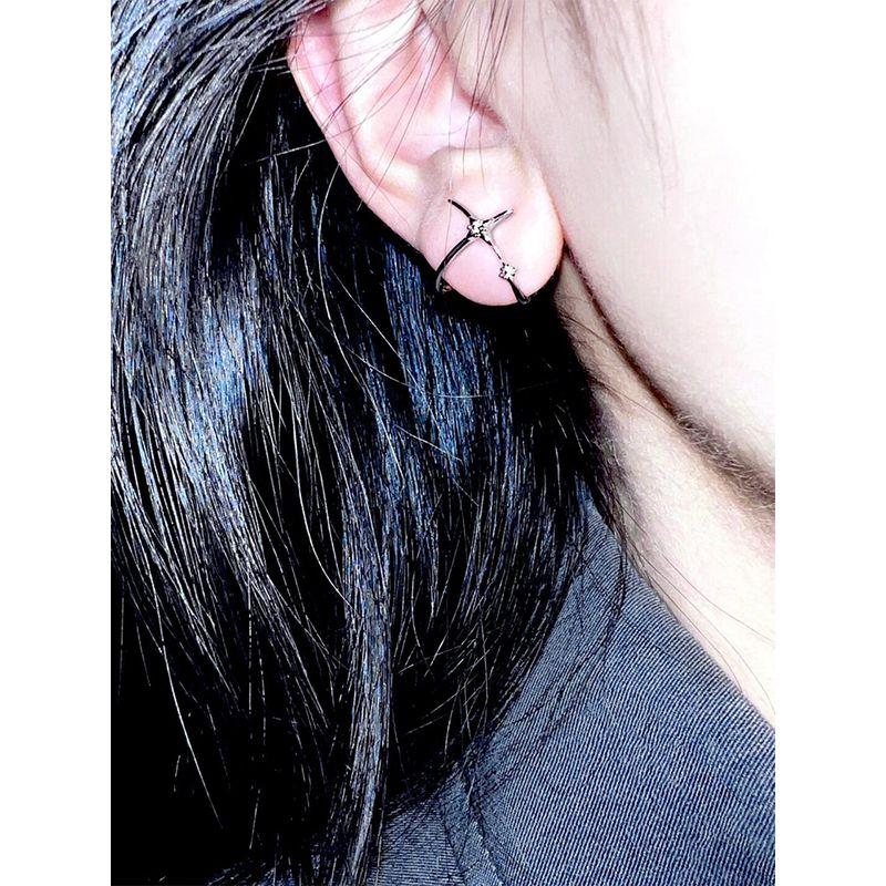 S925 Sterling Silver Four Awn Star Stud Earrings Women Cold Style Sweet Cool Niche Design High Sense Earrings Unique Temperament Earrings