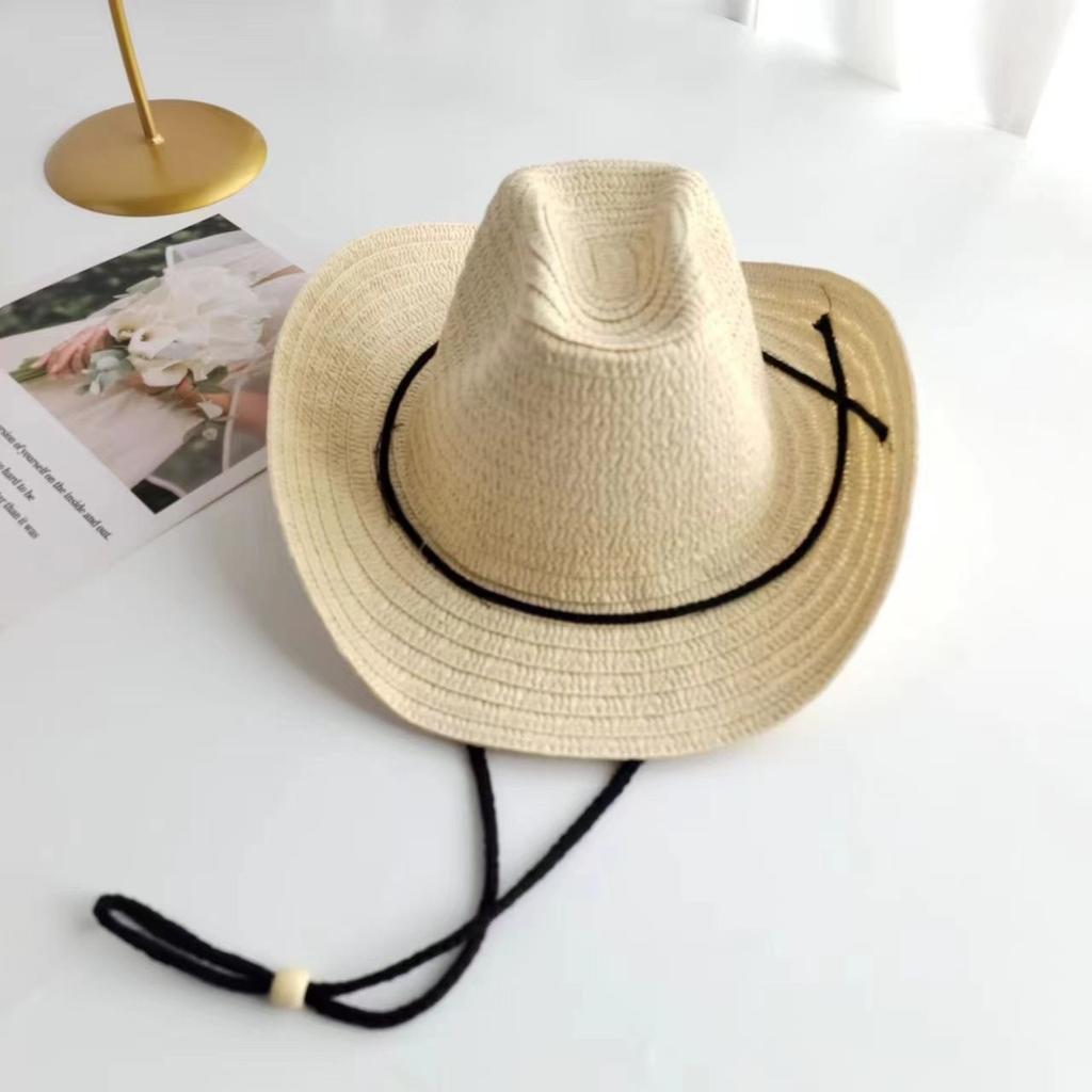 Straw Hat Seaside Hat Ins Lace-up Straw Hat Women's Travel Sunscreen Beach Sun Hat Lace Sun Hat