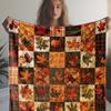 1 Stück Vintage Herbst Kürbis und Ahornblatt Karodruck, Ganzjahresleichte Nickdecke für Sofa, Bett, Büro, Auto, Camping, Reise