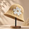 3D Flower Embroidered Fisherman Hat Foldable Straw Hat Fashion Bucket Hat  Outdoor
