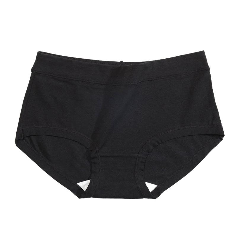Fashionable women's mid-rise breathable butt-lifting plain cotton large size triangle panties