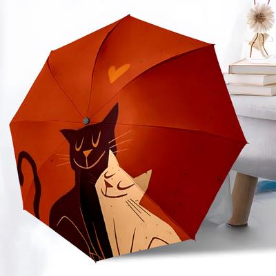 1pc Cat Love Automatic Open/Close Umbrella Compact Folding Umbrella, All-Season Portable Umbrella for Women/Men F1124005