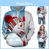 Cozy Men Xmas Hoodie Christmas Snowman Print Sweatshirt Soft Long Sleeves Top