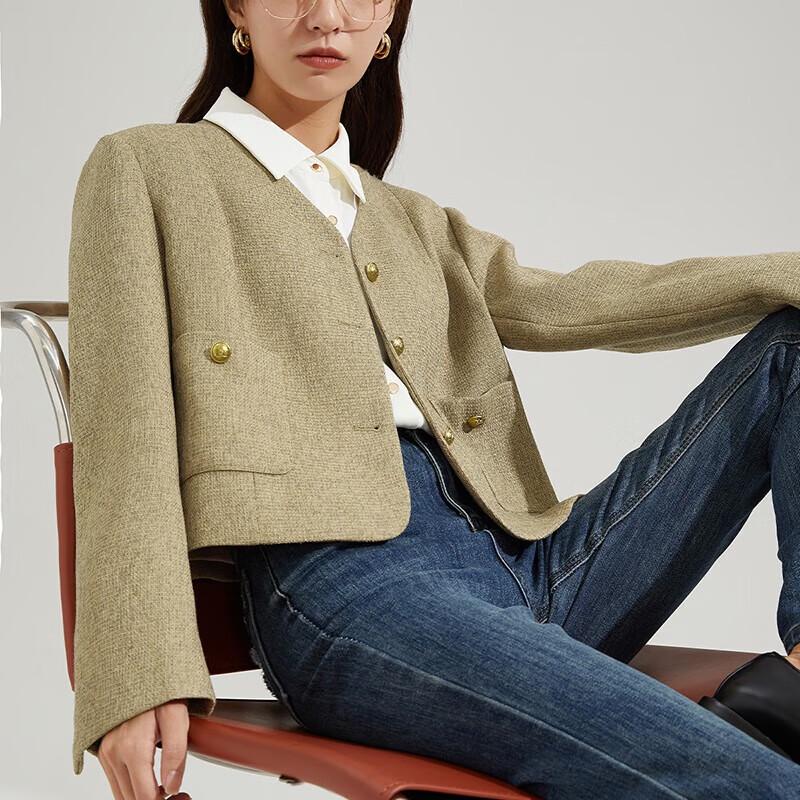 

Women s V-Neck Cropped Long-Sleeve Jacket L